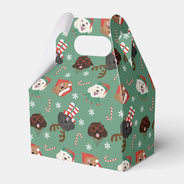 Caixinha De Lembrancinhas Cães Maltipoo de Natal (Frente)