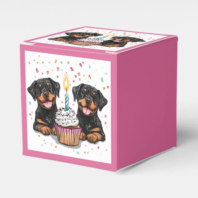 Caixinha De Lembrancinhas Cães Rottweiler de Aniversário (Frente)