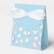 "Caixa de Favor de Balão Pastel Azul e Coração"