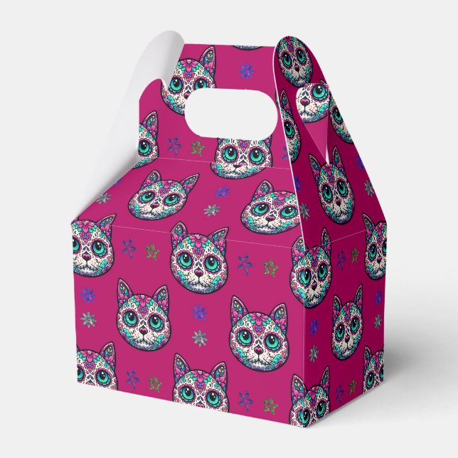 Caixinha De Lembrancinhas Calavera Cat Art Pattern (Verso)