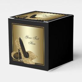 Caixinha De Lembrancinhas Calçado de alto salto preto e Dourado brilhante