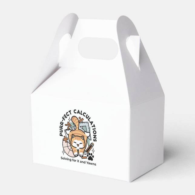 Caixinha De Lembrancinhas Cálculos Perfeitos – Design de Gato de Matemática  (Frente)