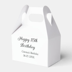 Caixinha De Lembrancinhas caligrafia simples e feliz aniversário de 15