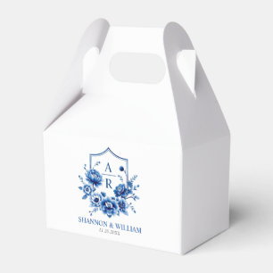 Caixinha De Lembrancinhas Cama floral azul de Chinoiserie e casamento de ini