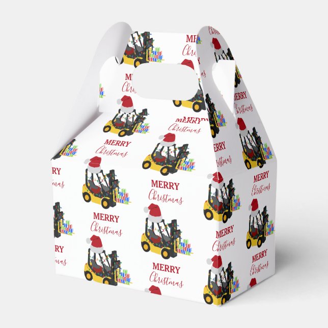 Caixinha De Lembrancinhas Caminhão de empilhadeira de Natal (Frente)
