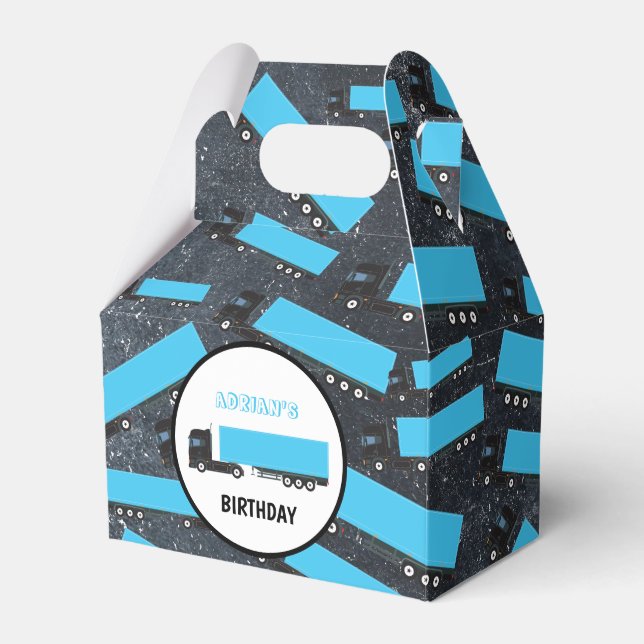 Caixinha De Lembrancinhas Caminhões-Caminhão de Transporte Semirreboque Aniv (Frente)