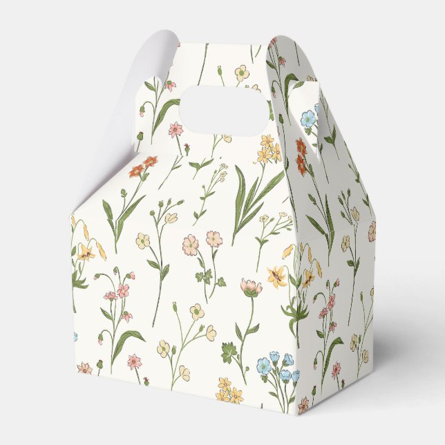 Caixinha De Lembrancinhas Campo de Flores Silvestres Rústicas Desenhado à Mã (Frente)