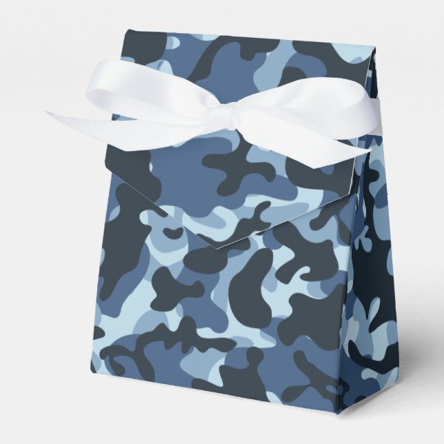 Caixinha De Lembrancinhas Camuflagem Azul (Frente)