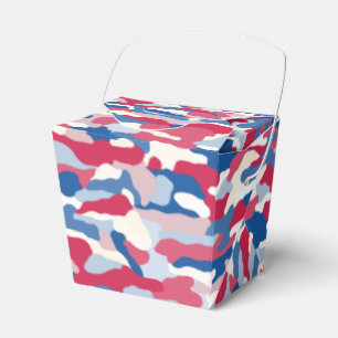 Caixinha De Lembrancinhas Camuflagem Azul e Branco Vermelho