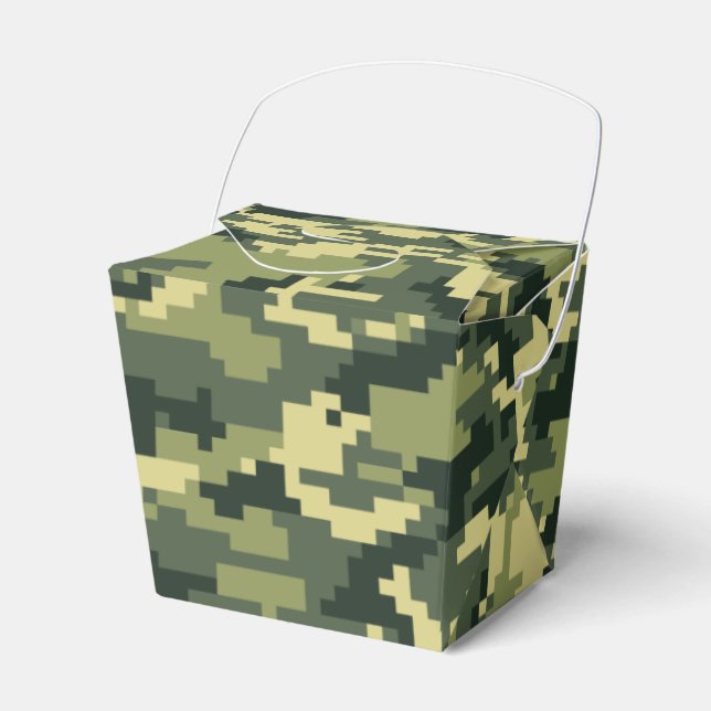 Caixinha De Lembrancinhas Camuflagem Digital Woodland de 8 Bits / Camo (Frente)