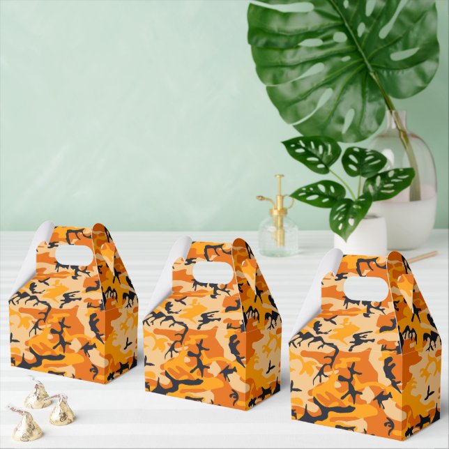 Caixinha De Lembrancinhas Camuflagem Laranja, Militar, Exército (Múltiplo)
