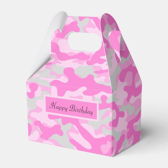 Caixinha De Lembrancinhas Camuflagem Rosa (Frente)