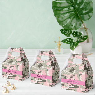 Caixinha De Lembrancinhas Camuflagem rosa e verde Seu nome personaliza
