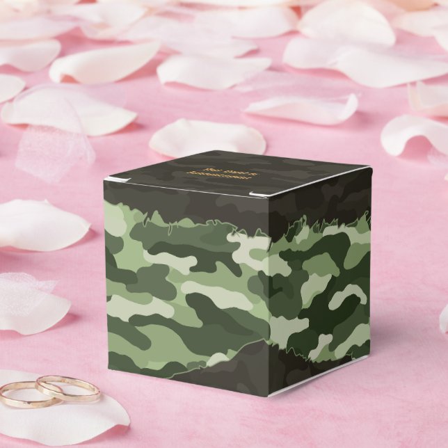 Caixinha De Lembrancinhas Camuflagem Verde Rústica Personalizada (Casamento)