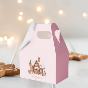 Caixinha De Lembrancinhas "Candy Gingercake House Pink Birday