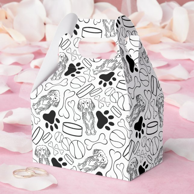 Caixinha De Lembrancinhas Cão de Enchimento de Salsicha de Cabelo Longo (Casamento)