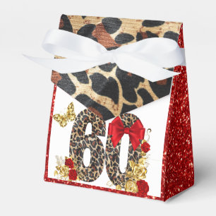 Caixinha De Lembrancinhas Capítulo 60 Leopardo Vermelho e Dourado 60º Aniver