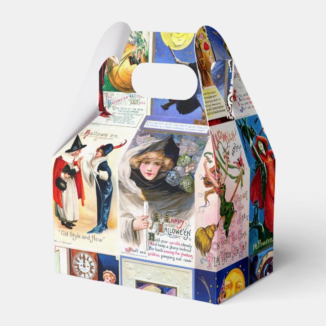 Caixinha De Lembrancinhas Cartão postal Vintage Halloween (Frente)