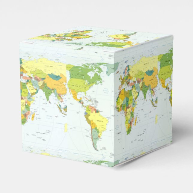 Caixinha De Lembrancinhas Cartaz do Atlas Político do Mapa Mundial: Decoraçã (Frente)