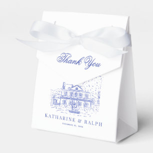 Caixinha De Lembrancinhas Casa Colonial Azul/Mansão/Casamento Manuscrito