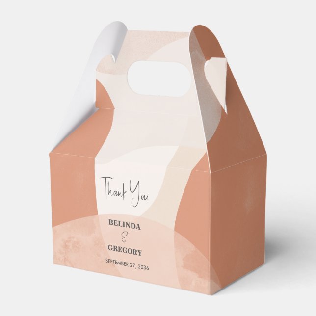 Caixinha De Lembrancinhas Casamento Abstrato da Boêmia Moderna Terracotta (Frente)