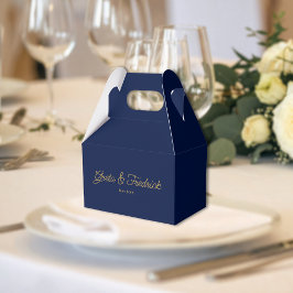 Caixinha De Lembrancinhas Casamento Atemporal em Azul Marinho e Dourado