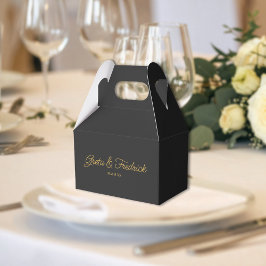 Caixinha De Lembrancinhas Casamento Atemporal em Carvão Preto e Dourado