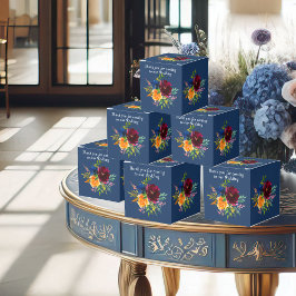 Caixinha De Lembrancinhas Casamento Azul Floral Azul Brilhante