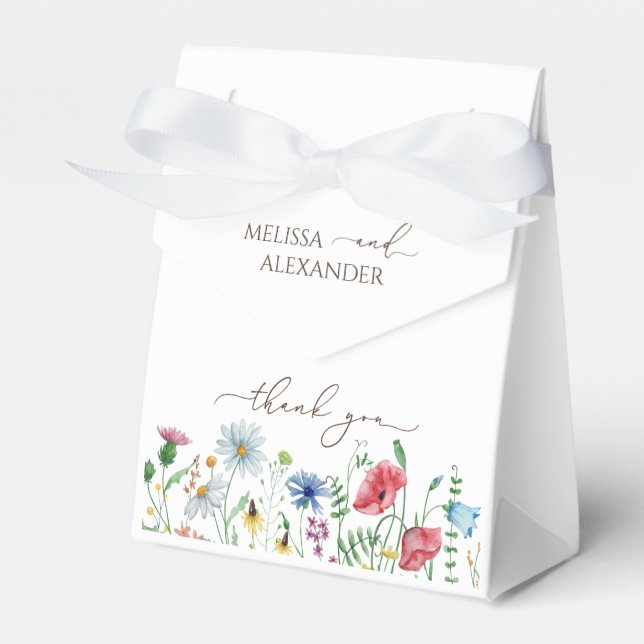 Caixinha De Lembrancinhas Casamento Boho de Flor Silvestre Obrigado (Frente)