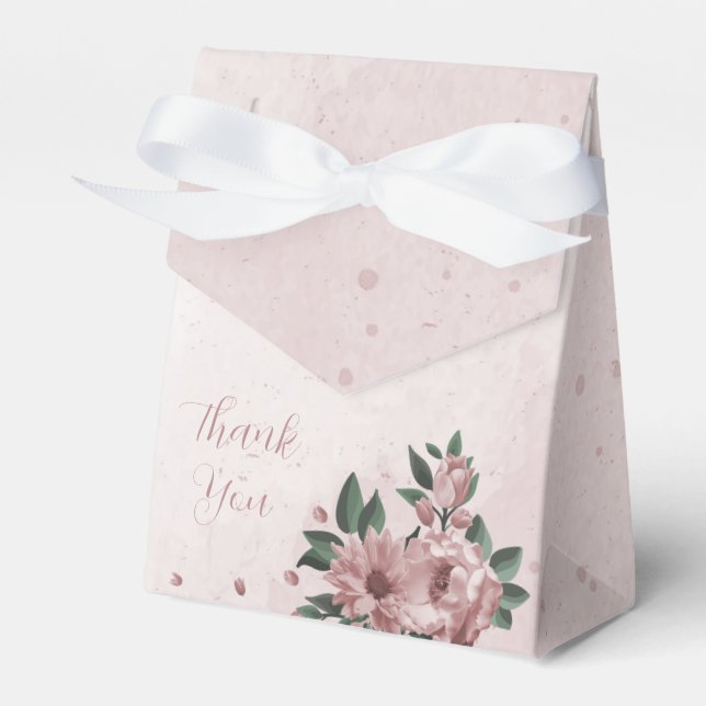 Caixinha De Lembrancinhas Casamento botânico bonito de flores rosa (Frente)