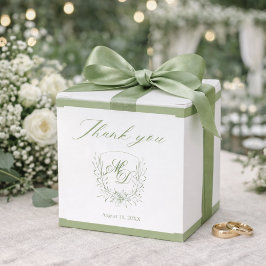 Caixinha De Lembrancinhas Casamento Botânico em Verde Sálvia Elegante