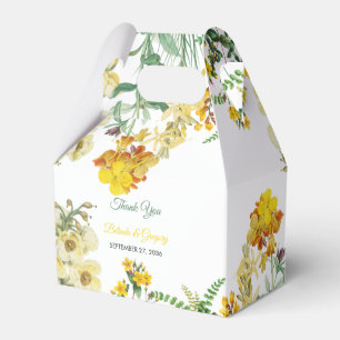 Caixinha De Lembrancinhas Casamento Botânico Floral Amarelo Vintage