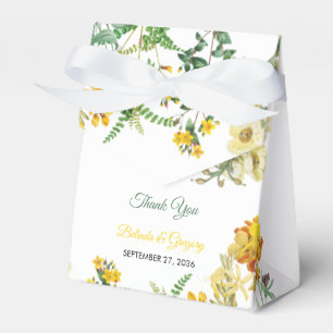 Caixinha De Lembrancinhas Casamento Botânico Floral Amarelo Vintage