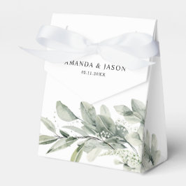Caixinha De Lembrancinhas Casamento Botânico Minimalista em Verde Sálvia com