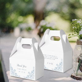 Caixinha De Lembrancinhas Casamento Branco e Azul-Chic Elegante Obrigado