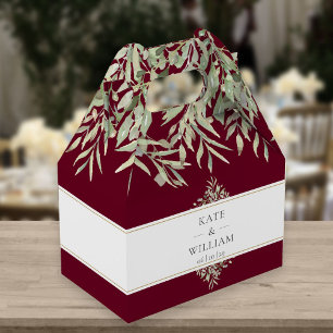 Caixinha De Lembrancinhas Casamento Burgundy de Verde Elegante