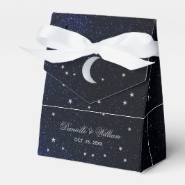 Caixinha De Lembrancinhas Casamento Celestial Azul Noite Estelar Lua Pratead