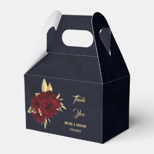 Caixinha De Lembrancinhas Casamento chic burgundy e dourado navy