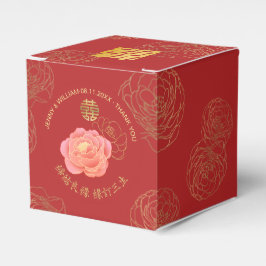 Caixinha De Lembrancinhas Casamento Chinês de Felicidade Dupla Peony Obrigad