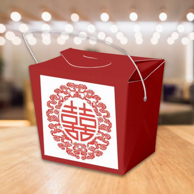 Caixinha De Lembrancinhas casamento chinês moderno da dupla felicidade verme (red double happiness modern chinese wedding favor boxes)