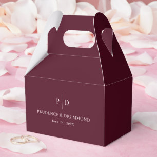 Caixinha De Lembrancinhas Casamento Clássico Burgundy Profundo Elegante