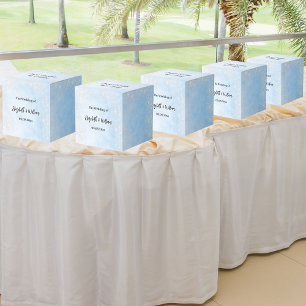 Caixinha De Lembrancinhas Casamento com brilho de prata azul claro