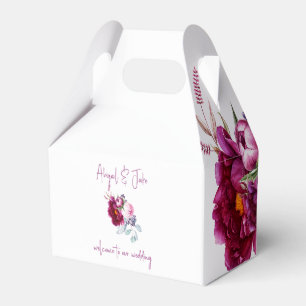 Caixinha De Lembrancinhas Casamento com Champanhe Floral Magenta