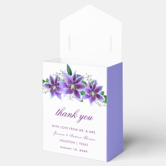 Caixinha De Lembrancinhas Casamento com Clematis Chic e Sofisticado (Aberto)
