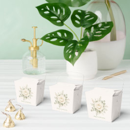 Caixinha De Lembrancinhas Casamento com Creme e Verde Sálvia Folhagem