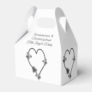 Caixinha De Lembrancinhas Casamento com Design de Coração de Borboleta Negra