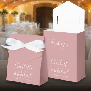 Caixinha De Lembrancinhas Casamento com Elegante Roteiro Rosa Empoeirado
