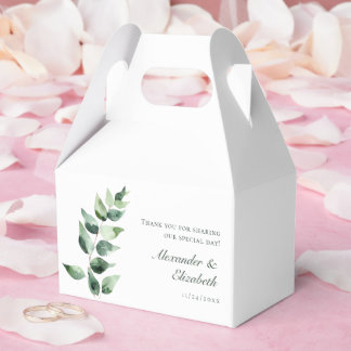 Caixinha De Lembrancinhas Casamento com Eucalipto em Aquarela | Branco