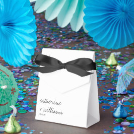 Caixinha De Lembrancinhas Casamento com Letra Script Minimalista Preto e Bra