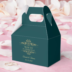Caixinha De Lembrancinhas Casamento com ouro elegante verde a gasolina